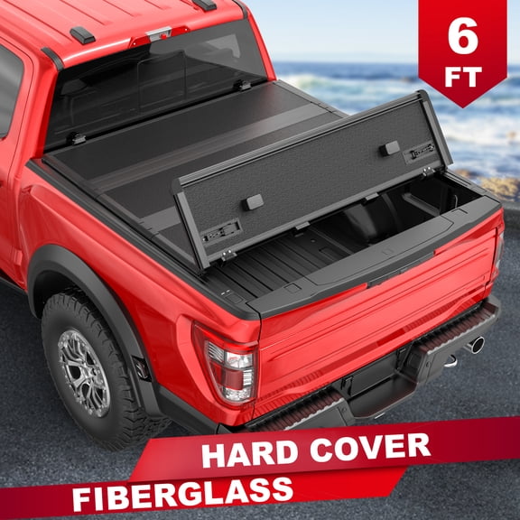 Hard Truck Tonneau Cover For 2024-2026 Toyota Tacoma 6FT Long Bed Quad Fold FRP