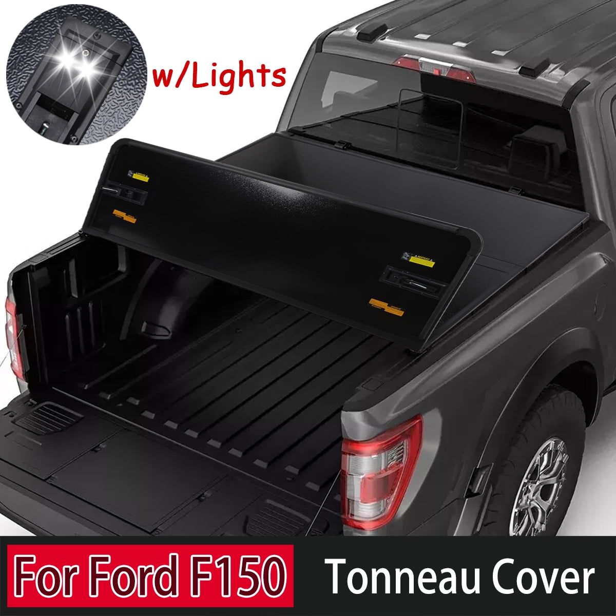 Hard Truck Tonneau Cover For Ford F150 2004-2024 5.5FT Bed On Top w/Lamp 3-Fold