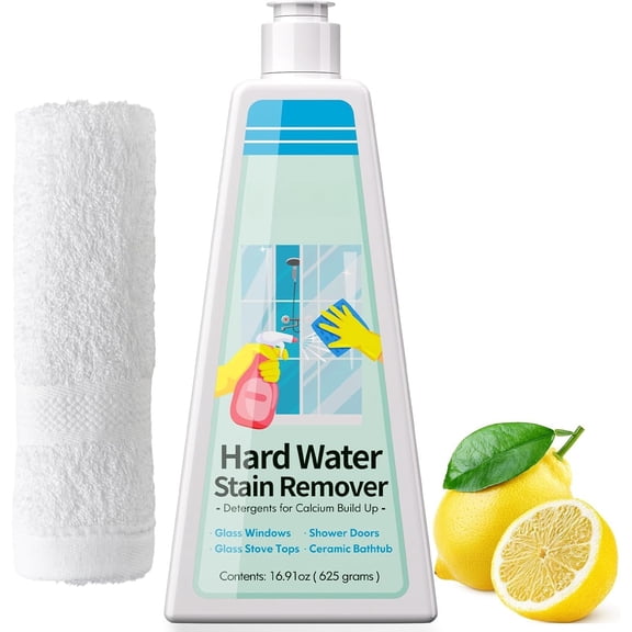 Hard Water Stain Remover, Shower Glass & Shower Door Cleaner, Removes Calcium Build Up for Toilet Bowl &  Household Cleaner -16.91oz