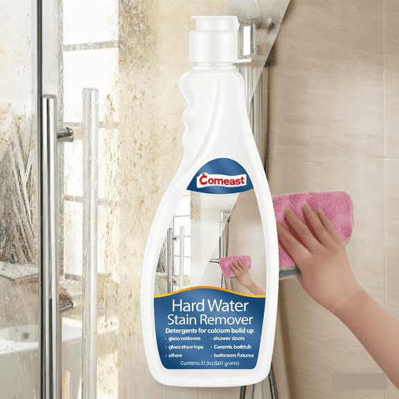 Comeast Hard Water Stain Remover For Shower Glass, Shower Door Cleaning Without Streaks and Spots, Mineral, Dust & Soap Scum Remover, (Green Cream, 21.3 fl oz)