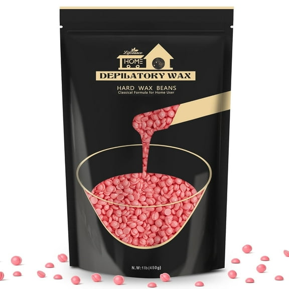 Lifestance 1lb Rose Pink Brazilian Bikini Hard Wax Beads Kit for at Home Sensitive Skin Painless Hair Removal on Face, Body, Legs, Underarms, Eyebrow