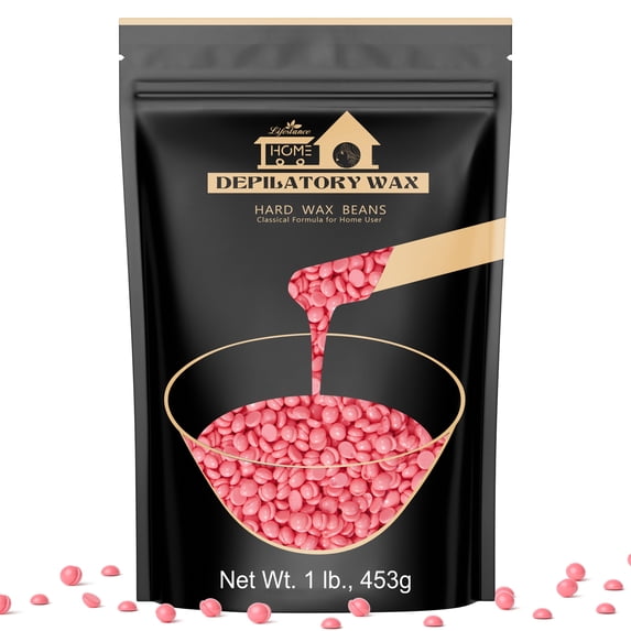 Lifestance 1lb Rose Pink Brazilian Bikini Hard Wax Beads Kit for at Home Sensitive Skin Painless Hair Removal on Face, Body, Legs, Underarms, Eyebrow