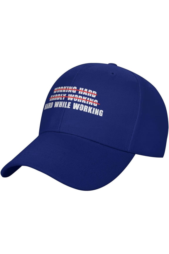 Hard While Working Classic Low Profile Baseball Cap Dad Hat Adjustable Men Women for Running Workouts,Black