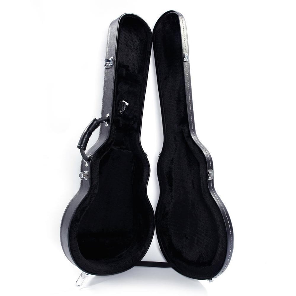 Hard Wooden Electric Guitar Case Guitar Storage Box with Leather Handle and Deluxe Plush Interior