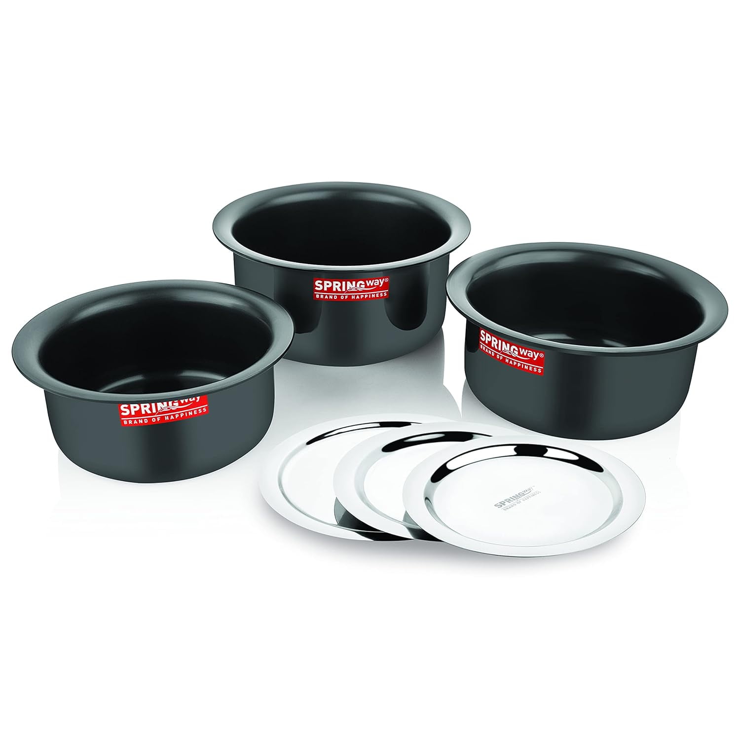 Hard-anodized Aluminum Cookware Set With Lid 900ml, 1.4 Ltr, 1.8 Ltr ...