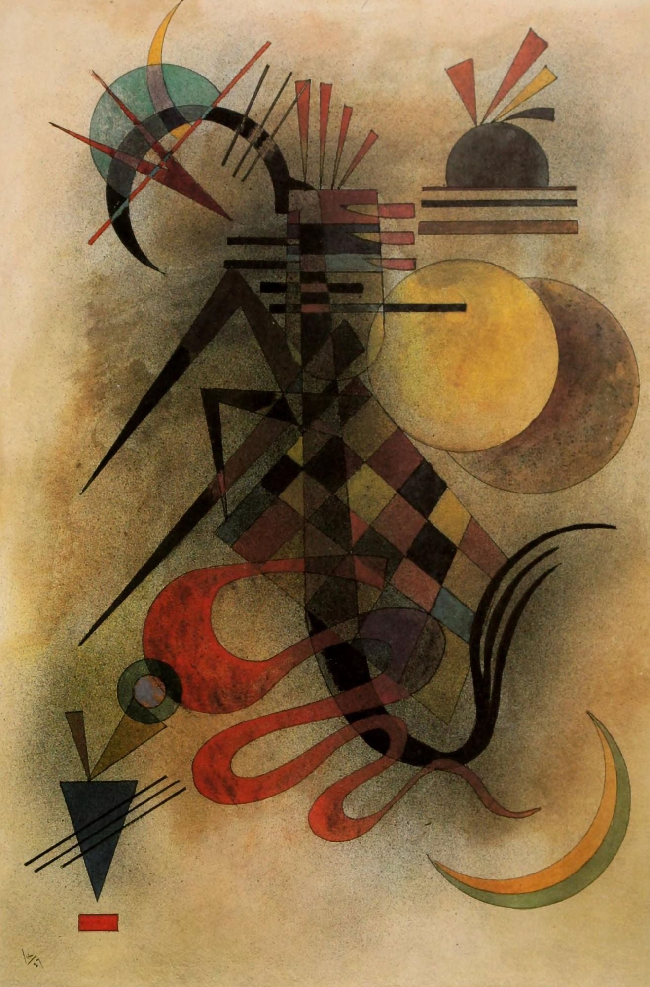 Hard but Soft 1927 Canvas Art - Wassily Kandinsky (24 x 36)