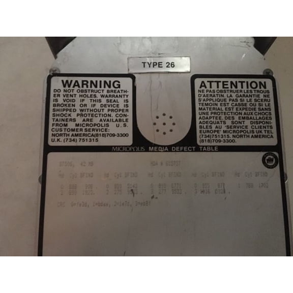 Hard drive, st506, 42mb, 615737, p/n:900380-01-5d, black