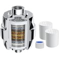 thumbnail image 1 of Hard water shower filter, high output shower head filter removes chlorine and fluoride, 20-stage shower filter, shower water filter with 2 replaceable filter cartridges, chrome color, 1 of 4