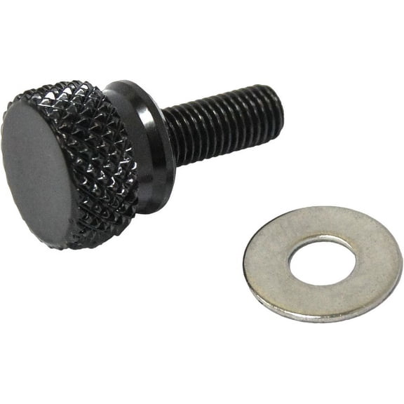 HardDrive Knurled Seat Knob 1/4-28 Stepped Black for Harley-Davidson V-Twin Models
