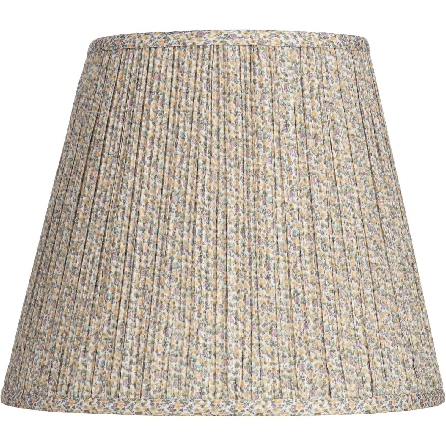 Giclee Glow Floral Spray Drum Lamp Shade - 13.5" Top X 13.5" Bottom X 10" High, Spider Fitter, Includes Harp & Finial, Beige Pink Yellow