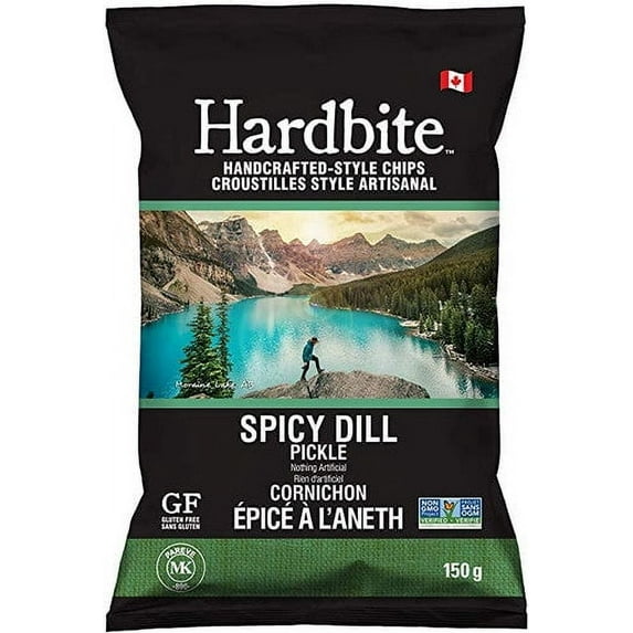 Hardbite Spicy Dill Pickle Natural Potato Chips, 150g/5.3oz., {Imported from Canada}