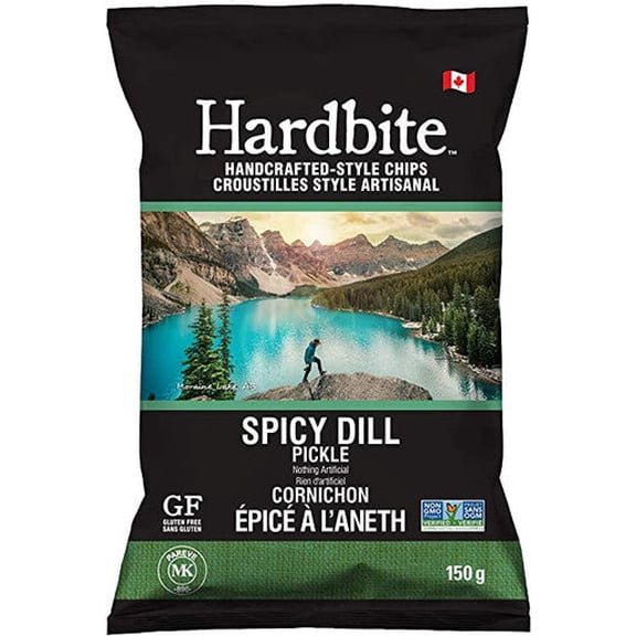 Hardbite Spicy Dill Pickle Natural Potato Chips, 150g/5.3oz., {Imported from Canada}