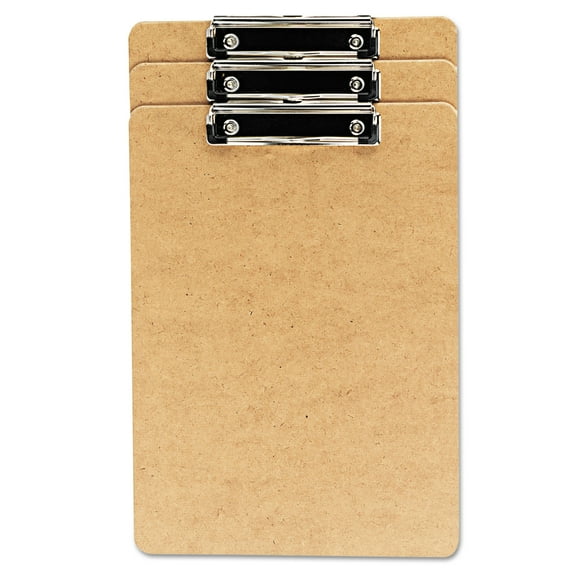 Hardboard Clipboard, 1/2" Capacity, Holds 8 1/2w X 14h, Brown, 3/pack | Bundle of 5 Packs