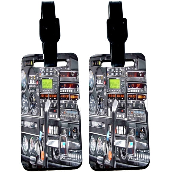 Hardboard Luggage Identifier Tags with Strap - Airline Cockpit - Pilots Cockpits (x2)