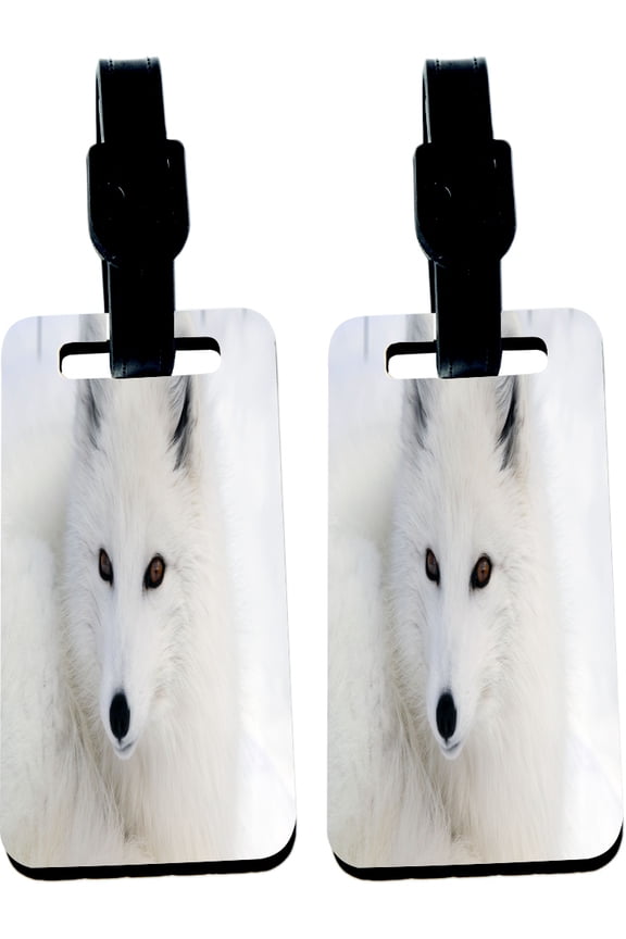 Hardboard Luggage Identifier Tags with Strap - Arctic Fox - White (x4)
