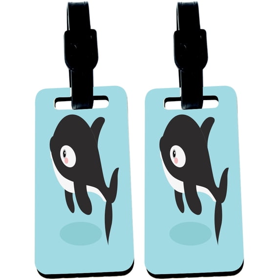 Hardboard Luggage Identifier Tags with Strap - Arctic Shark on Blue (x2)