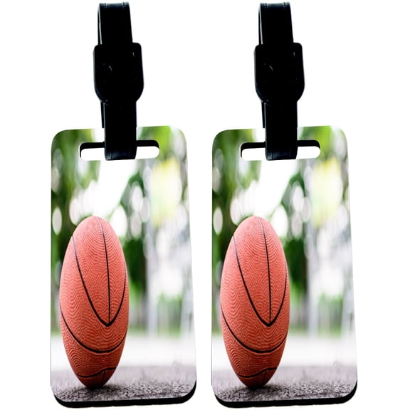 Hardboard Luggage Identifier Tags with Strap - BasketBall on Ground Basketball Court (x4)