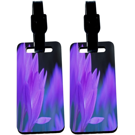 Hardboard Luggage Identifier Tags with Strap - Beautiful Macro Close-up of Purple Flower (x2)