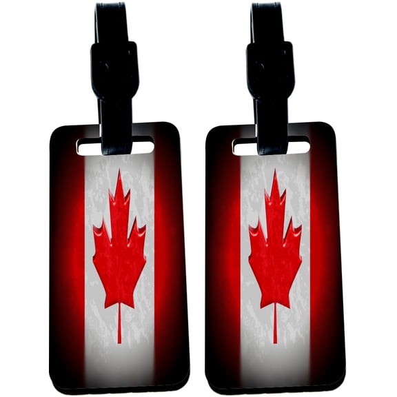 Hardboard Luggage Identifier Tags with Strap - Canadian Flag (x4)