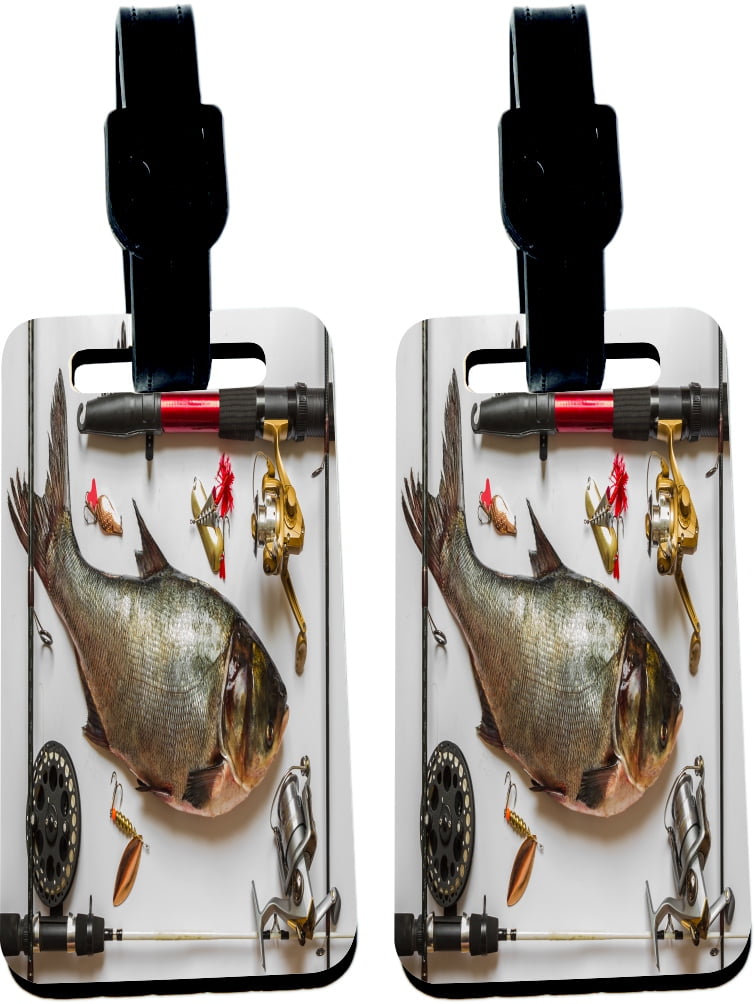 Hardboard Luggage Identifier Tags with Strap - Fish With Rods and ...