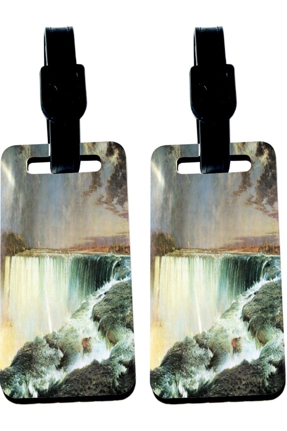 Hardboard Luggage Identifier Tags with Strap - Frederick Edwin Church Art Niagara Falls (x2)