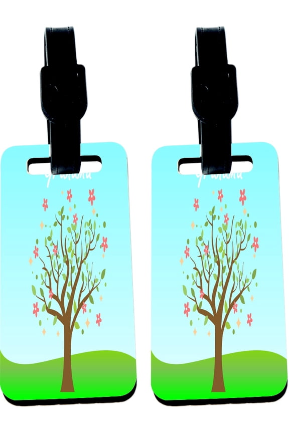 Hardboard Luggage Identifier Tags with Strap - Grandma Floral Tree (x2)