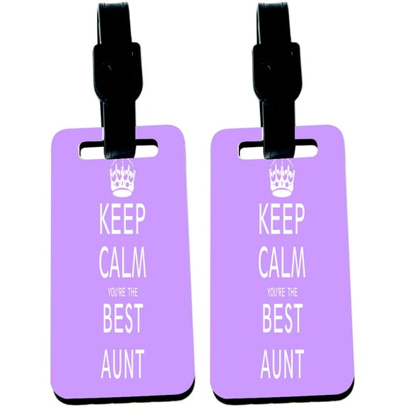 Hardboard Luggage Identifier Tags with Strap - Keep Calm Best Aunt (x2)