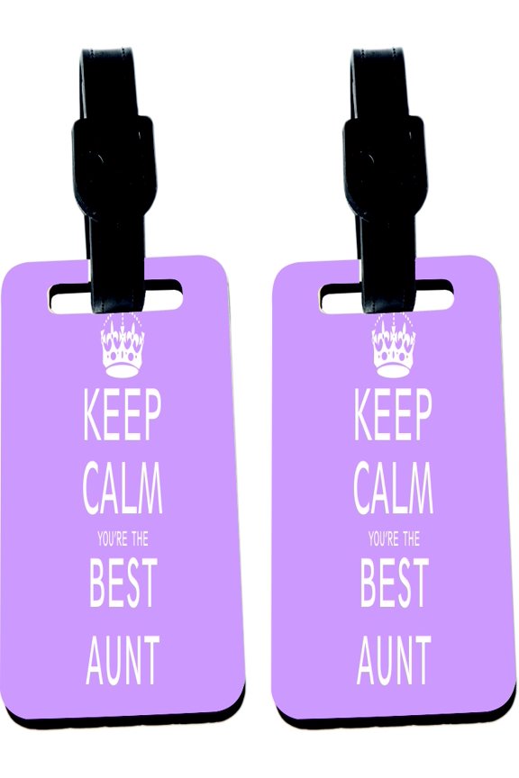 Hardboard Luggage Identifier Tags with Strap - Keep Calm Best Aunt (x4)