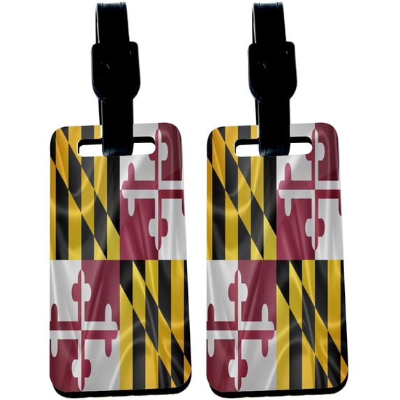 Hardboard Luggage Identifier Tags with Strap - Maryland State Flag (x4)