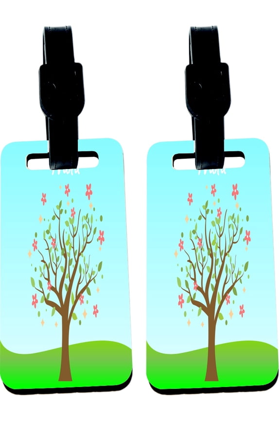 Hardboard Luggage Identifier Tags with Strap - Nana Floral Tree (x2)