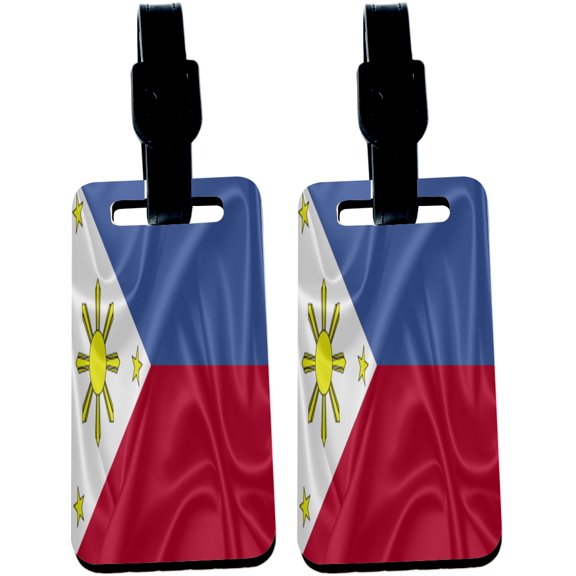 Hardboard Luggage Identifier Tags with Strap - Philippines Flag (x2)