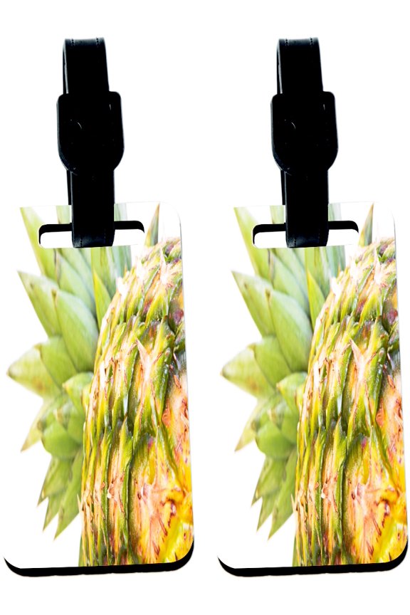 Hardboard Luggage Identifier Tags with Strap - Pineapple on White Backdrop (x2)