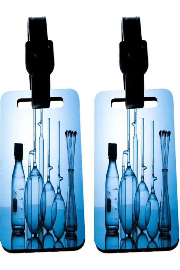 Hardboard Luggage Identifier Tags with Strap - Research Labrotary Blue (x2)