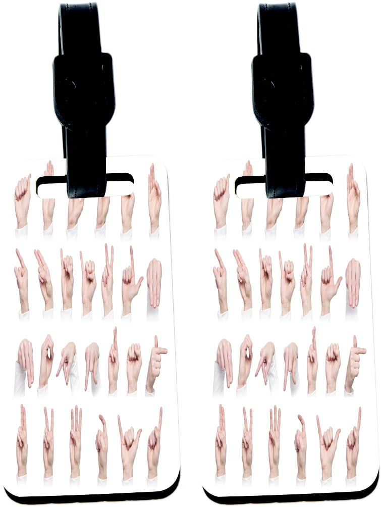 Hand Language Tag Hardboard Luggage Identifier Tags with Strap - Sign Language Hands ...
