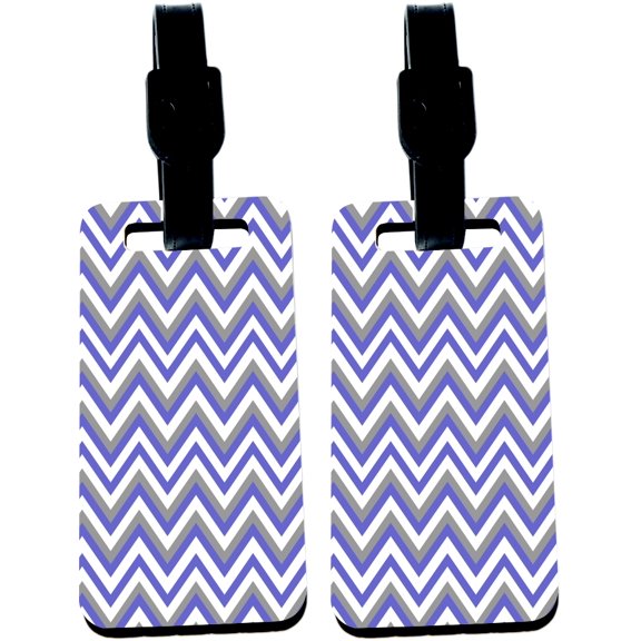 Hardboard Luggage Identifier Tags with Strap - Striped Chevron - Lavender (x2)