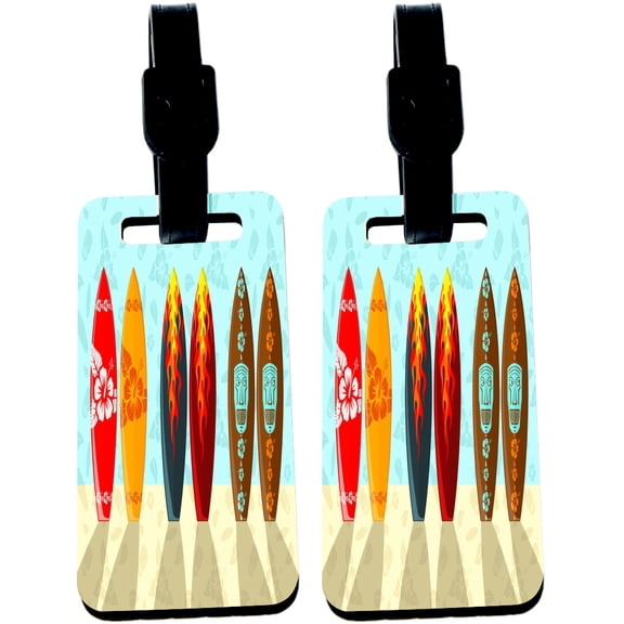 Hardboard Luggage Identifier Tags with Strap - Surf Boards Hawaii Aloha (x2)