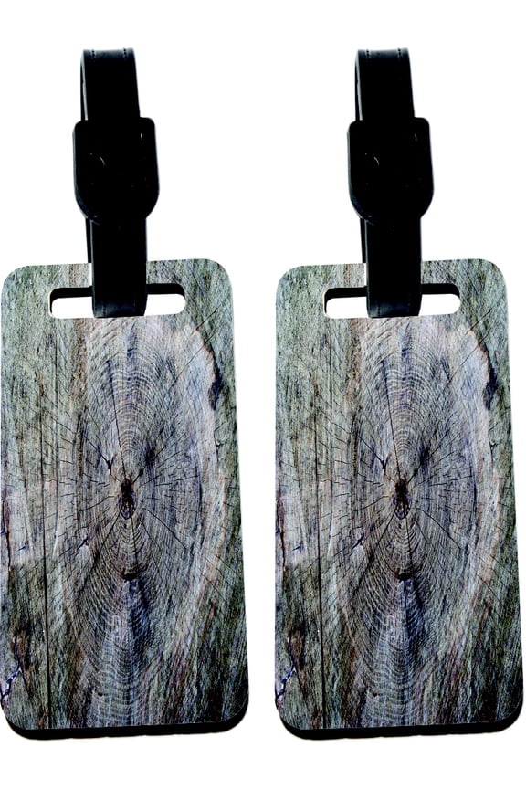 Hardboard Luggage Identifier Tags with Strap - Tree Trunk Wood (x4)
