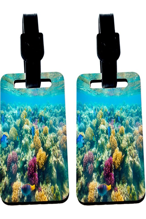 Hardboard Luggage Identifier Tags with Strap - Tropical Fish in Tank (x2)