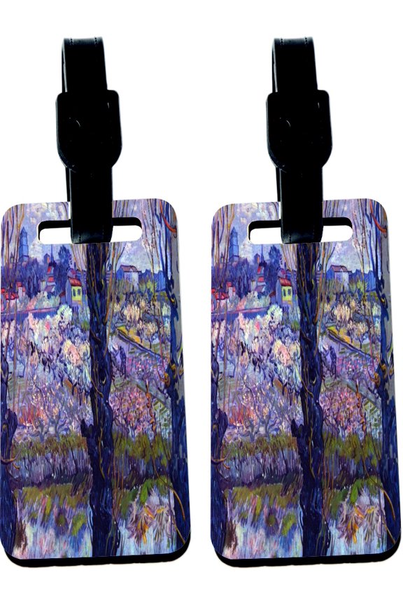 Hardboard Luggage Identifier Tags with Strap - Van Gogh Art View (x4)