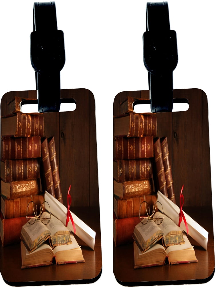 Hardboard Luggage Identifier Tags with Strap - Vintage Books With ...