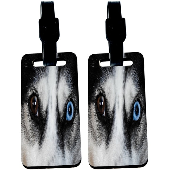 Hardboard Luggage Identifier Tags with Strap - Wolf Face Close-Up - Scary Eyes (x4)