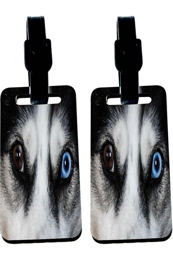 Hardboard Luggage Identifier Tags with Strap - Wolf Face Close-Up - Scary Eyes (x4)