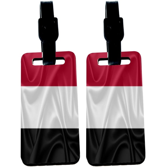 Hardboard Luggage Identifier Tags with Strap - Yemen Flag (x4)