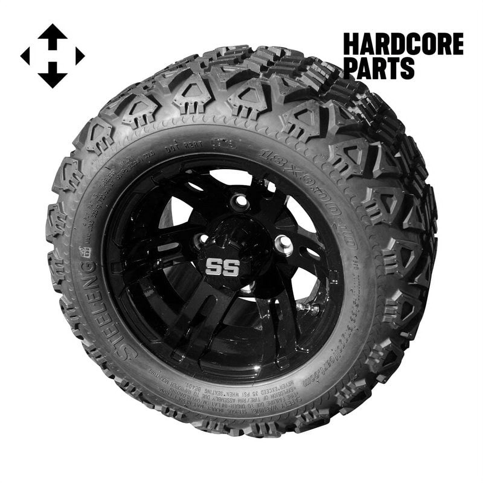 Hardcore Parts 10" Black 'BULLDOG' Golf Cart Wheels and 18"x9"10" DOT