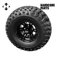 thumbnail image 1 of Hardcore Parts 10" Black 'BULLDOG' Golf Cart Wheels and 22"x11"-10" DOT rated All-Terrain tires - Set of 4, includes Black 'SS' center caps and M12x1.25 Black lug nuts, 1 of 4