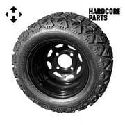 Hardcore Parts 10" Black Steel Golf Cart Wheels and 18"x9"-10" DOT rated All-Terrain tires - Set of 4