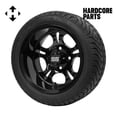 thumbnail image 1 of Hardcore Parts 12" Black 'DARKSIDE' Golf Cart Wheels and 215/40-12 (18.5"x8.5"-12") DOT rated Low Profile tires - Set of 4, includes Black 'SS' center caps and M12x1.25 Black lug nuts, 1 of 4