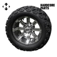 thumbnail image 1 of Hardcore Parts 12" Machined/Gunmetal 'Tempest' Golf Cart Wheels and 20″x10″-12″ DOT rated All-Terrain tires - Set of 4, includes Chrome 'SS' center caps and M12x1.25 Chrome lug nuts, 1 of 4