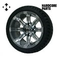 thumbnail image 1 of Hardcore Parts 12" Machined/Gunmetal ‘Tempest’ Golf Cart Wheels and 215/35-12 DOT rated Low Profile tires - Set of 4, includes Chrome ‘SS’ center caps and M12x1.25 Chrome lug nuts, 1 of 4