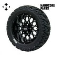 thumbnail image 1 of Hardcore Parts 14" Black 'Venom' wheel Golf Cart Wheels and 23"x10"-14 DOT rated All-Terrain tires - Set of 4, includes Black 'SS' center caps and M12x1.25 Black lug nuts, 1 of 1